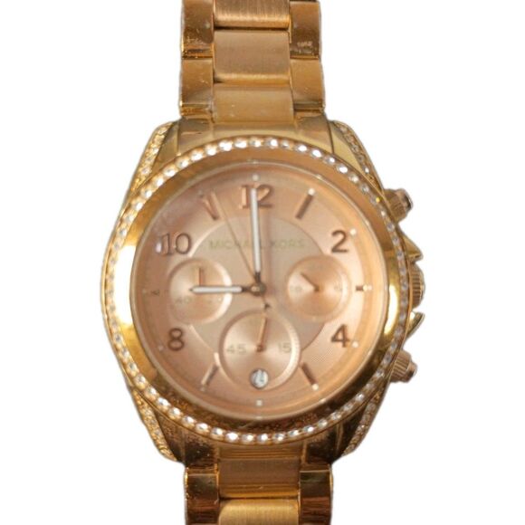 Michael Kors Blair Steel Rose Gold-Tone Dial Crystal Quartz Watch New Battery - Picture 2 of 16